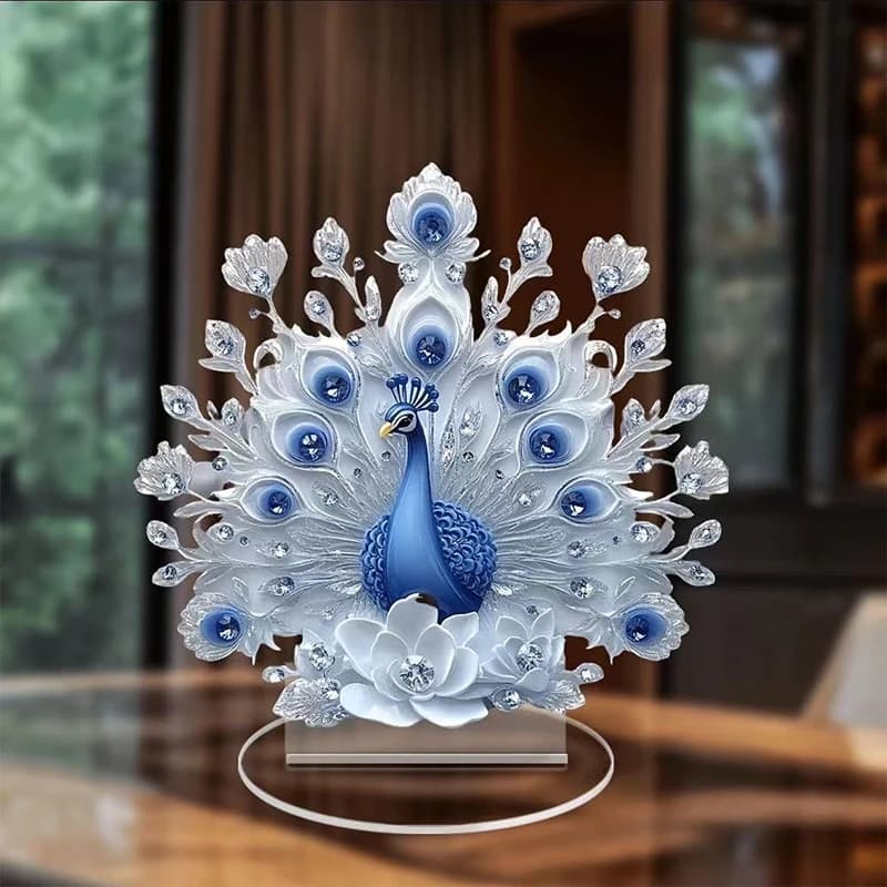 Figurine de paon décorative, décoration de bureau, cadeau de déménagement, ornement de bureau