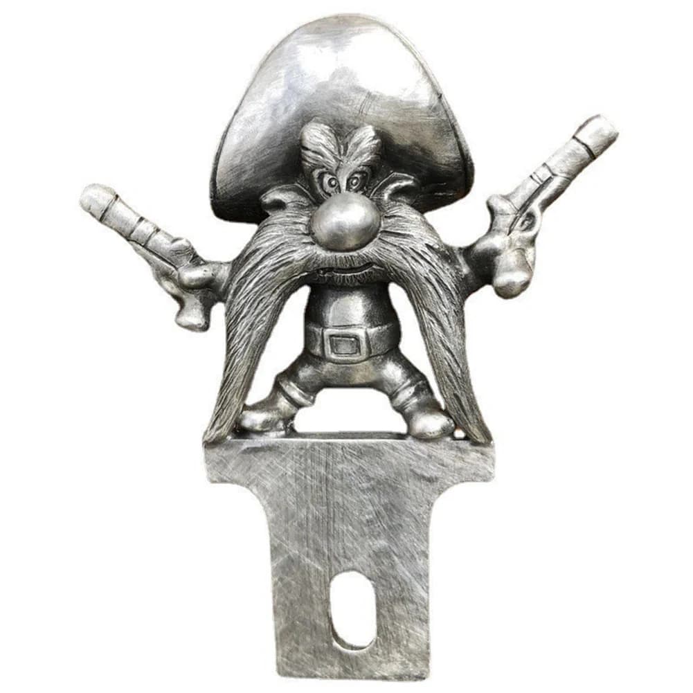 Sculpture de crâne de coyote créative, figurine de crâne de cowboy tireur unique, ornement de capot 