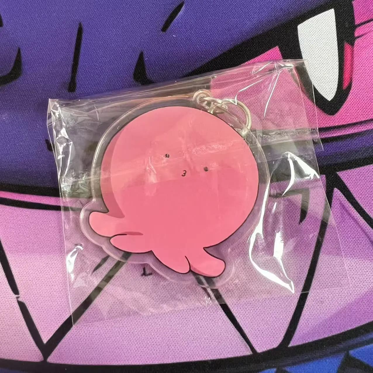 1 pièces 2D Anime rose mignon poulpe acrylique porte-clés, pendentif sac à dos, porte-clés de voitur