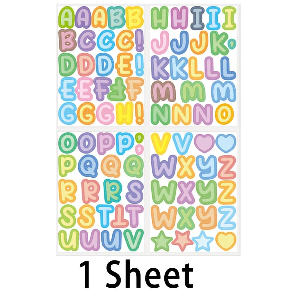 Autocollants lettres colorées, matériel pour carnet, autocollants décoratifs pour objets, autocollan
