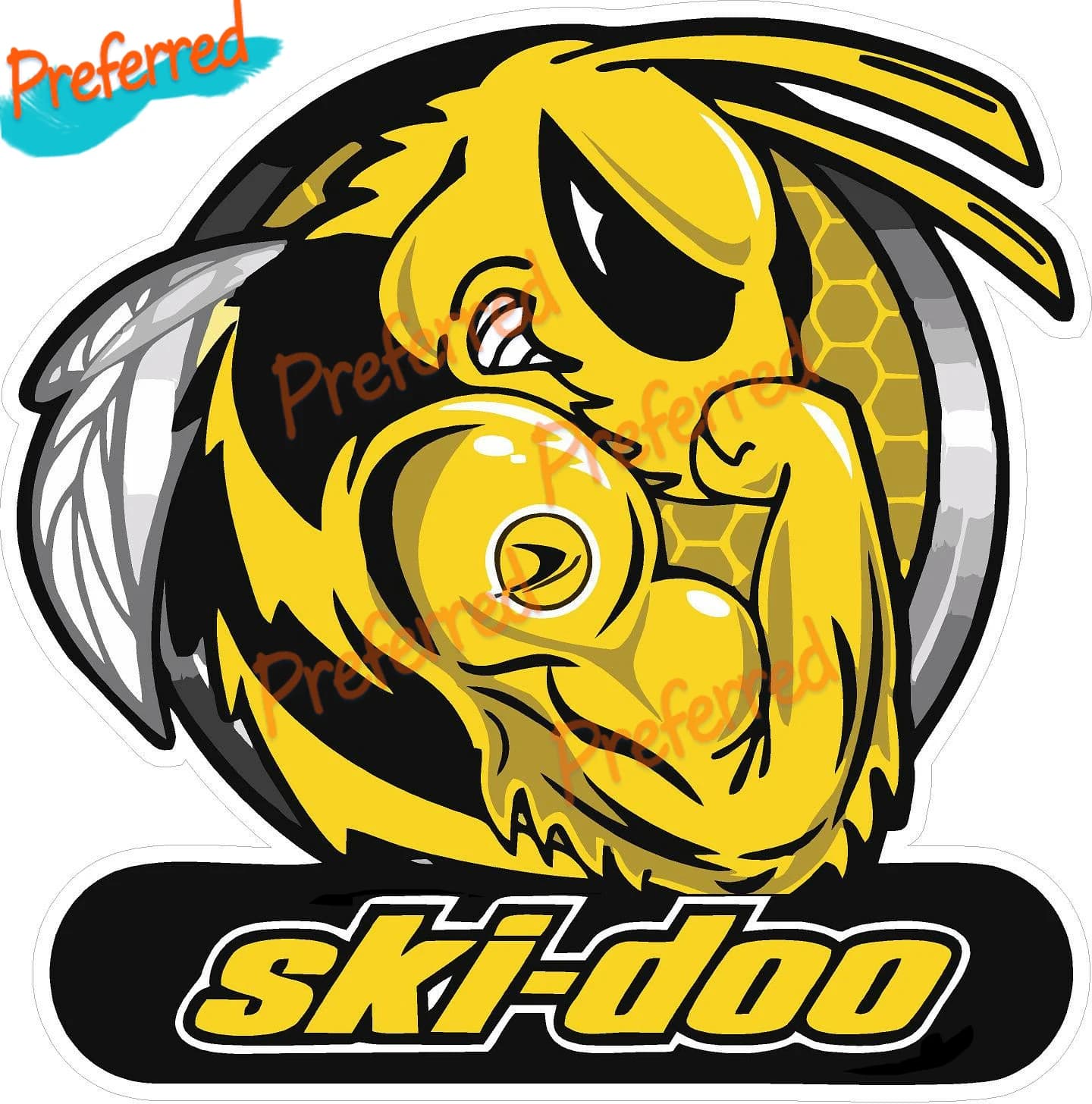Ski-Doo-skidoo- Une paire d'autocollants en forme d'abeille, laminés, personnalisables dans toutes l