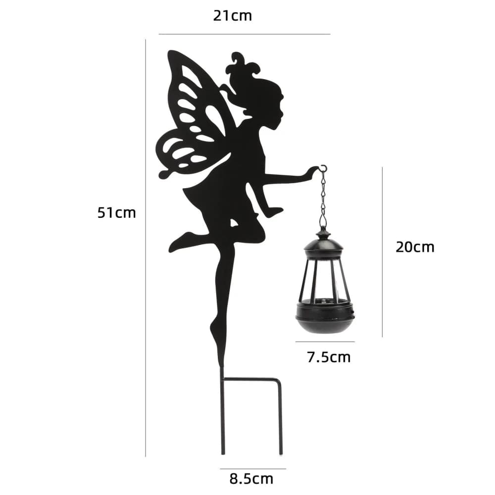 Décor de jardin féerique solaire Statues de fée en métal avec Globe en verre craquelé Lanternes de j