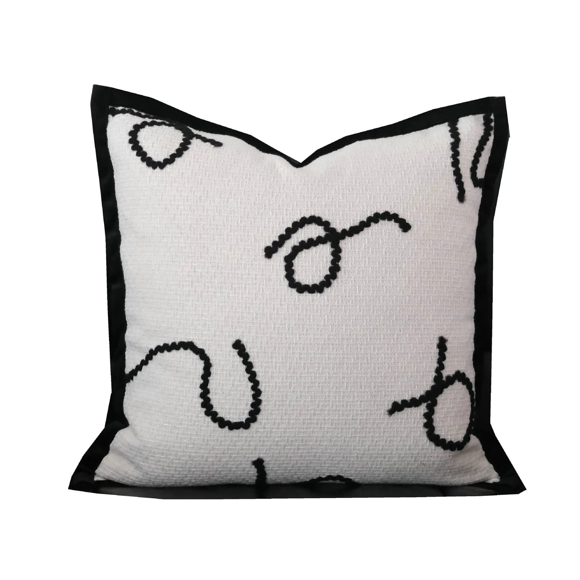 Juste de coussin brodée de ligne abstraite, taie d'oreiller de canapé, salon, design de maison moder