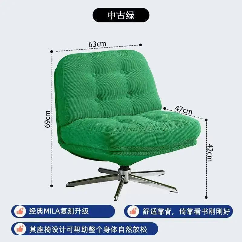Chaise d'appoint confortable verte pour salon, chaise de sol, chaise de salle à manger, mobilier de 