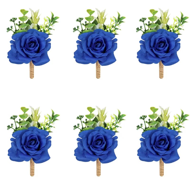 Boutonnière Rose bleu poussiéreux 6 pièces pour garçons d'honneur boutonnière de marié mariage meill