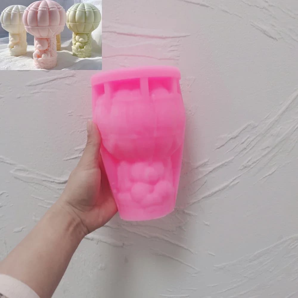 Moule à bougie en silicone ours en peluche dans un ballon, ours assis, décoration d'intérieur, cadea
