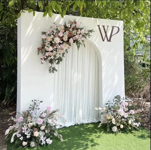 Cadre mural en arc rectangulaire pour cérémonie, arrière-plan de mariage en PVC acrylique, fleurs ar