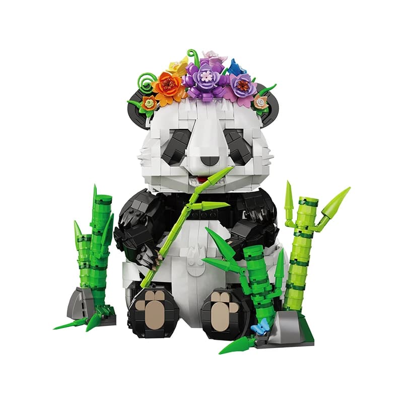 KQ202 MOC Blocs de construction Panda DIY Modèle animal forêt de bambou STEM Décoration de bureau Ma