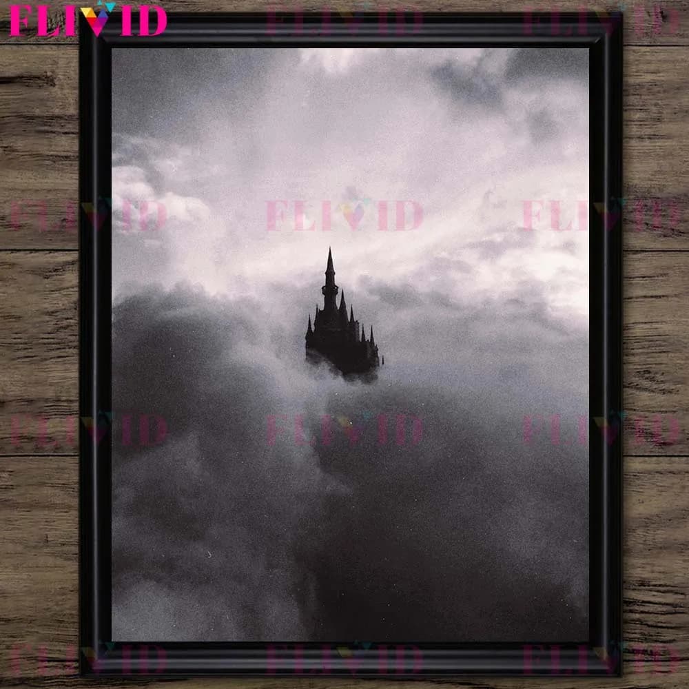Château dans les nuages gothique surréaliste Architecture Art affiche et impression décor à la maiso