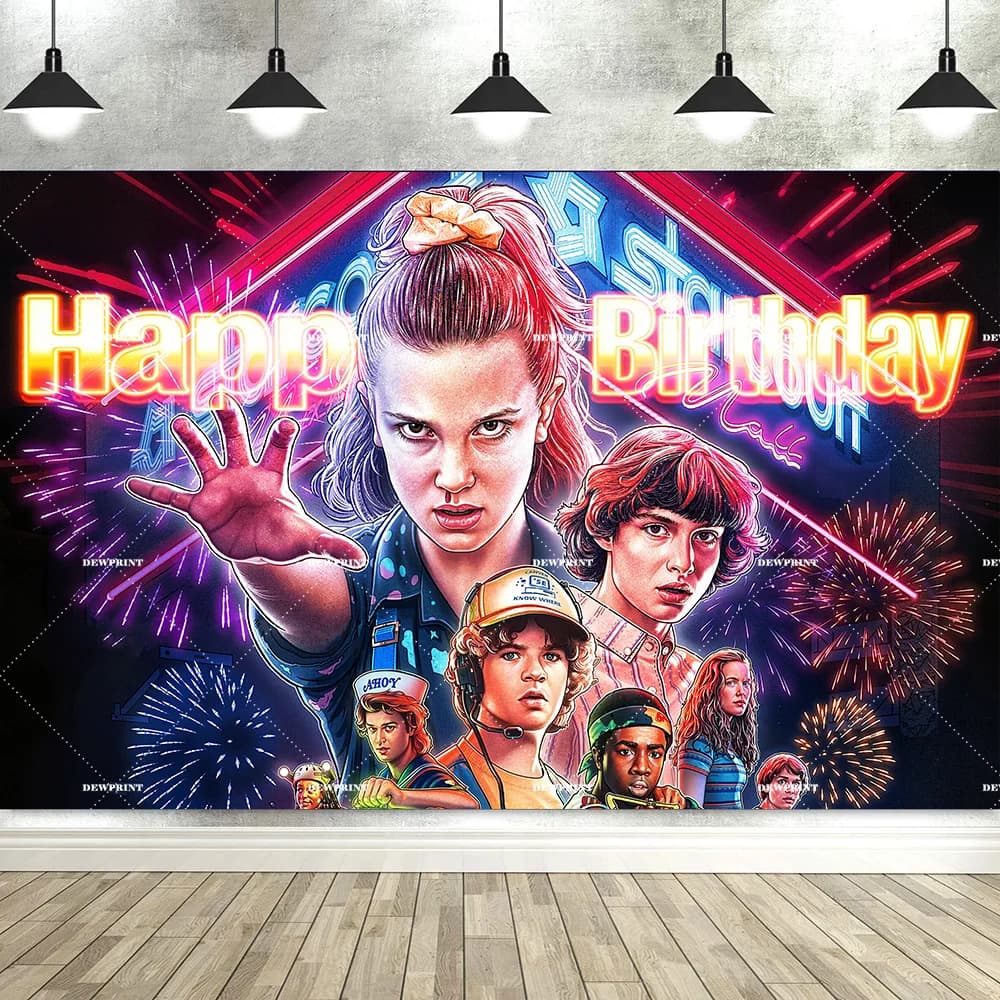 Dewprint American New HD Stranger T TV Backdrop Alphabet Lights Episode Series Banner Party Decor Ba