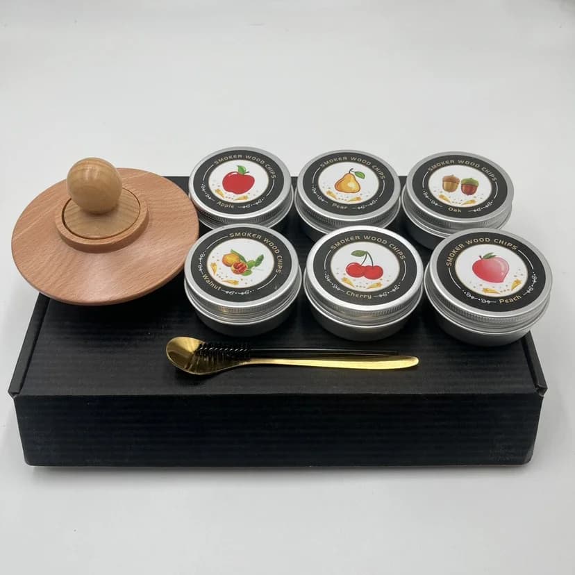 Kit de fumage pour cocktails, 6 saveurs, copeaux de bois, capot de fumage en bois, infuseur de boiss