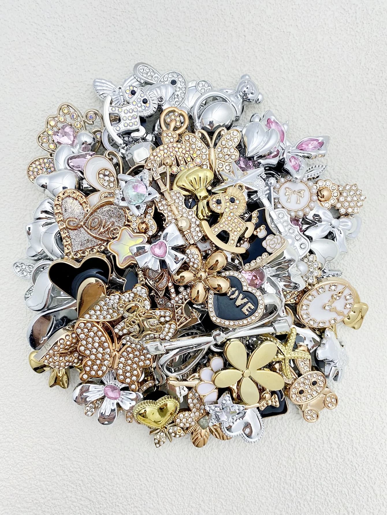 [Aléatoire] 30 accessoires détachables bricolage tout or/argent amour ours arc lapin étoiles fleur r