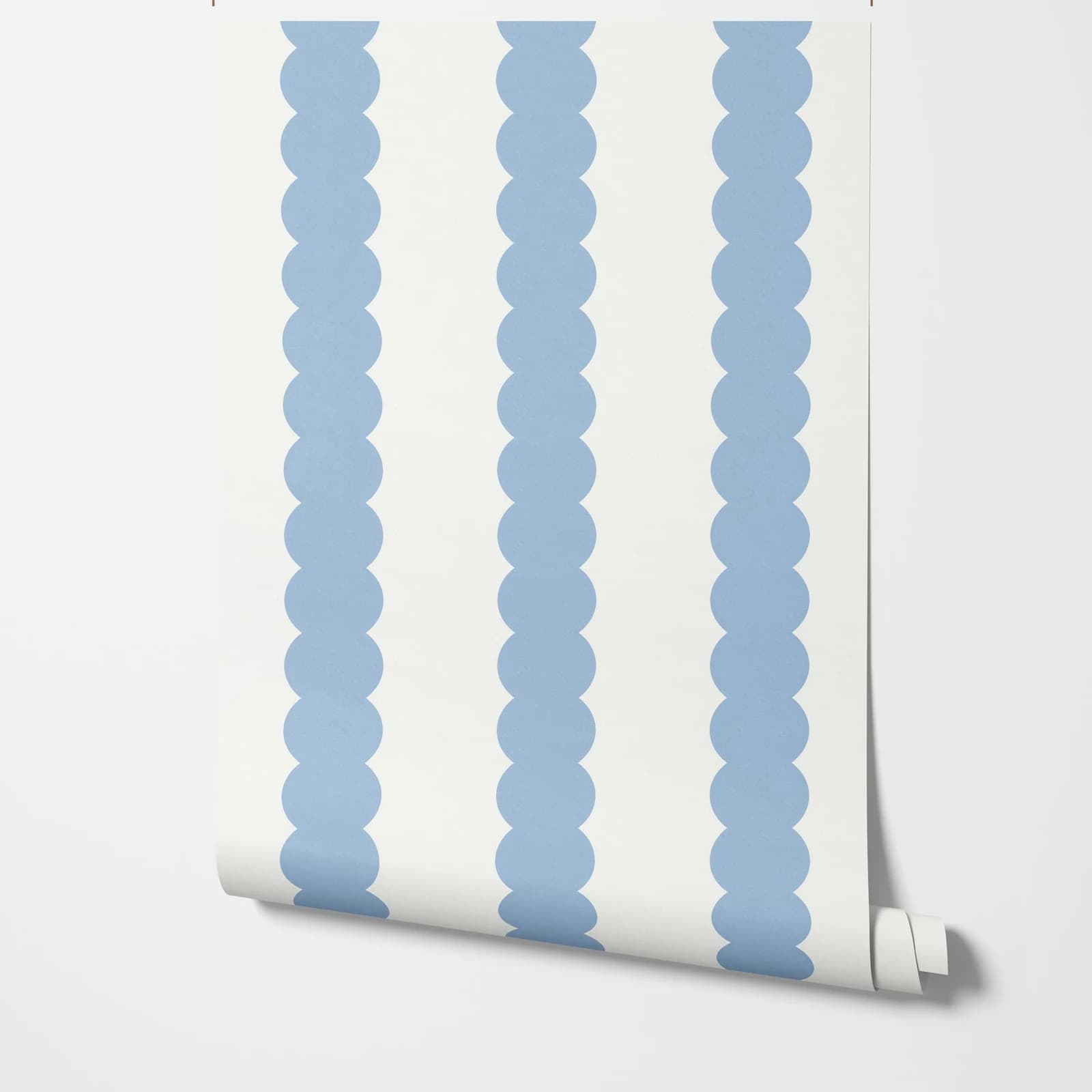 Papier peint bleu abstrait à motifs de bulles, murale murale bleue moderne à rayures festonnées, aut