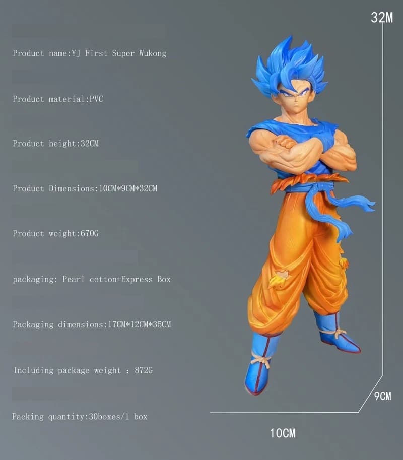 Figurine de collection Dragon Ball Z Son Goku Super Saiyan YJ de 32 cm, modèle GK, jouet décoratif