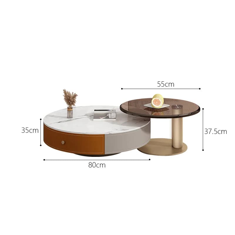 Meuble TV de luxe léger et verre, bureau à thé, table basse ronde, espace de rangement pour salon