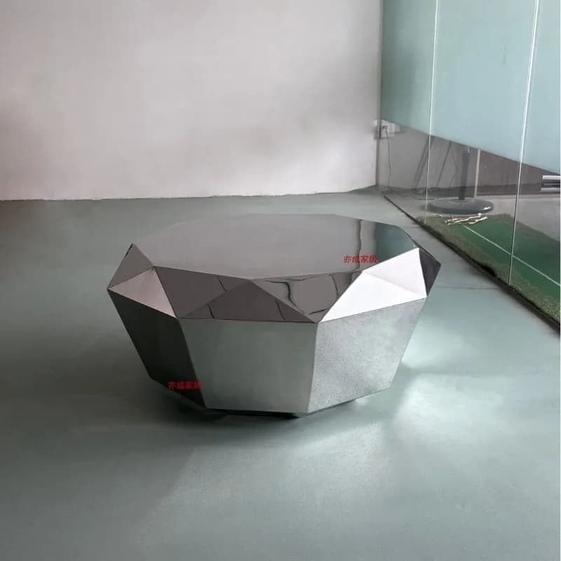 Table basse moderne minimaliste en acier inoxydable, diamant de luxe, meubles de salon, Table centra