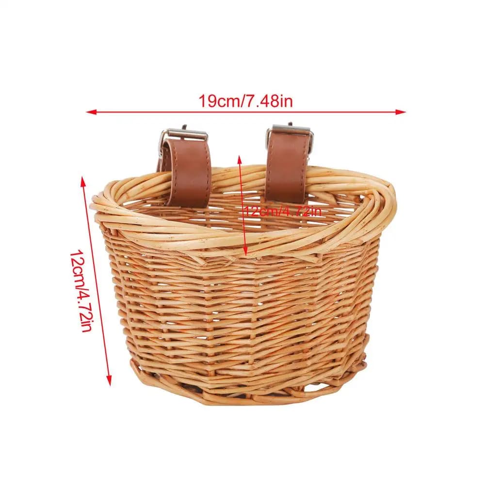Mir de vélo tissé avec sangles de montage réglables, décor de mini vélo, panier de rangement avant, 