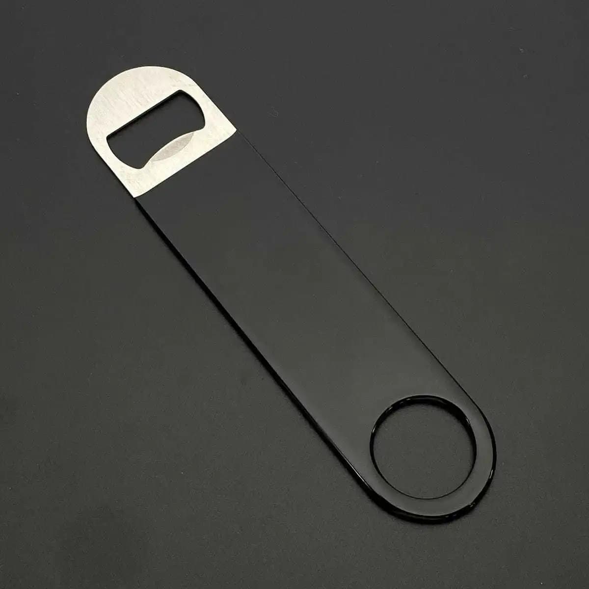 Ouvre-bouteille de barman plat à ouverture rapide, en acier inoxydable recouvert de caoutchouc, mini