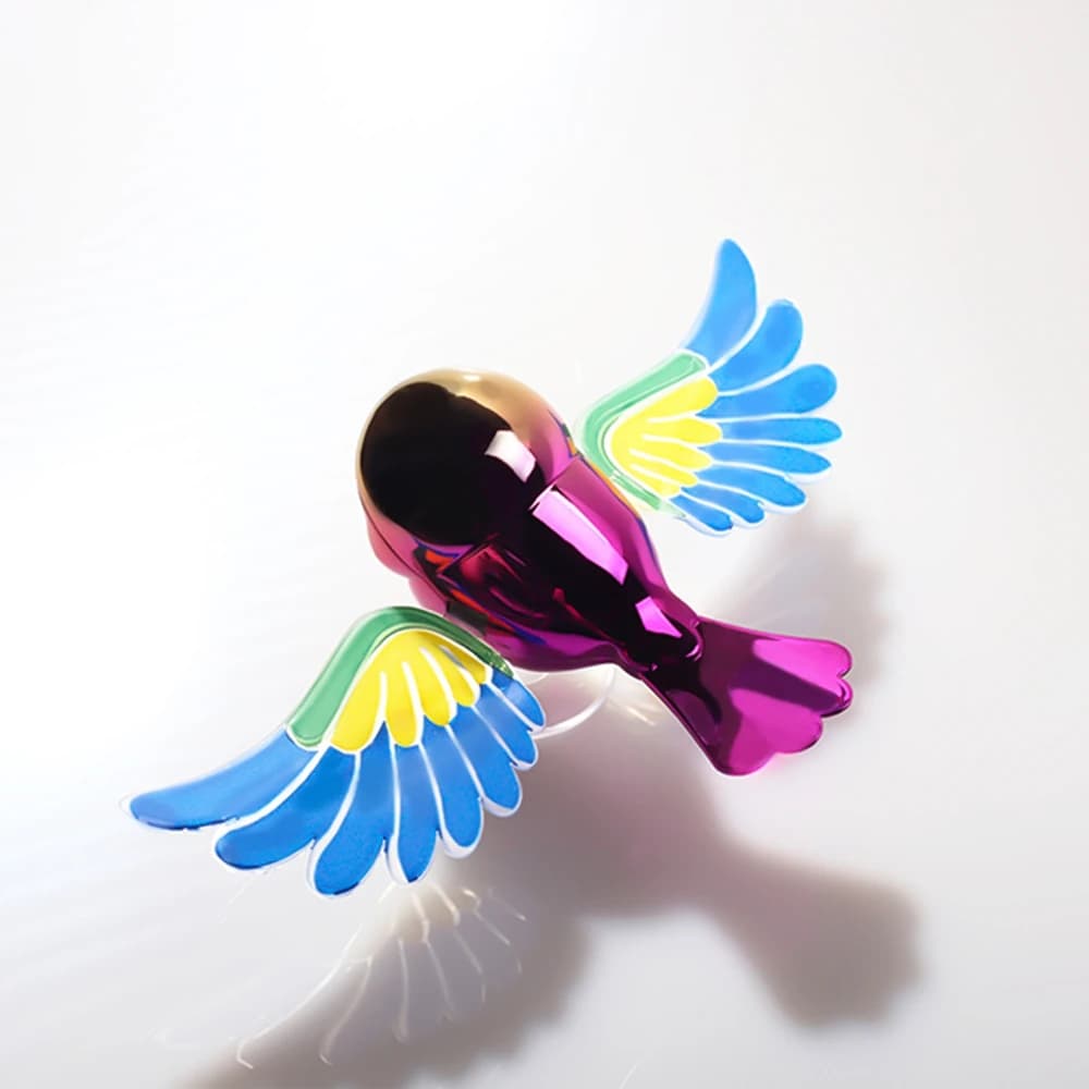 Décoration colorée de voiture d'oiseau d'aile battante activée par le vent, ornement extérieur de vo