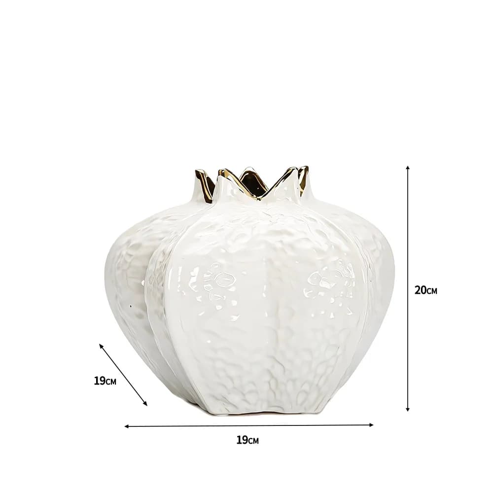 Vase en Céramique Plaqué Or en Forme de Grenade, Fleurs Artificielles Décoratives, Décor de Bureau, 