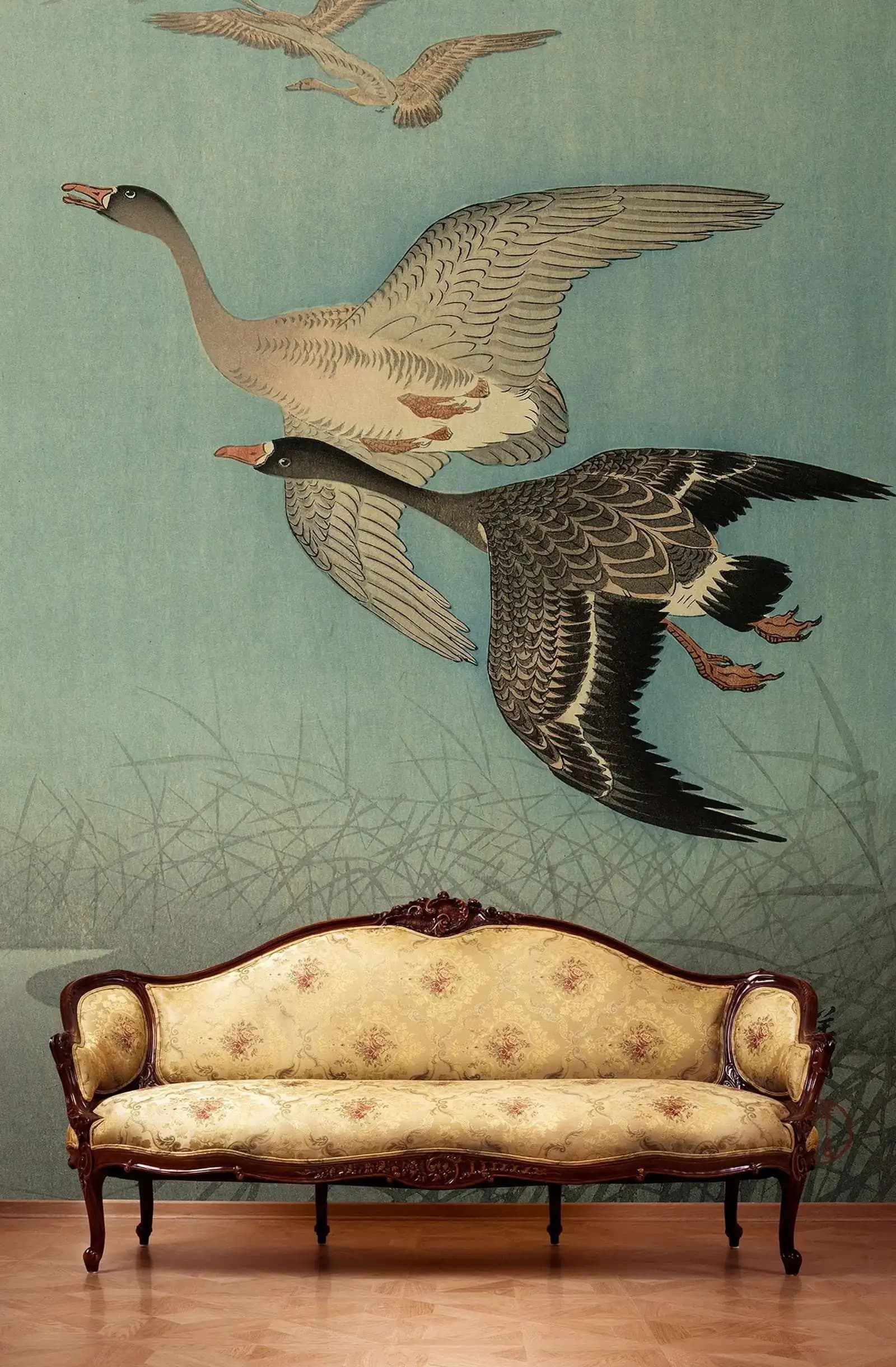 Papier peint régulier Vintage oiseaux volants, papier Mural Animal de grande taille pour la décorati