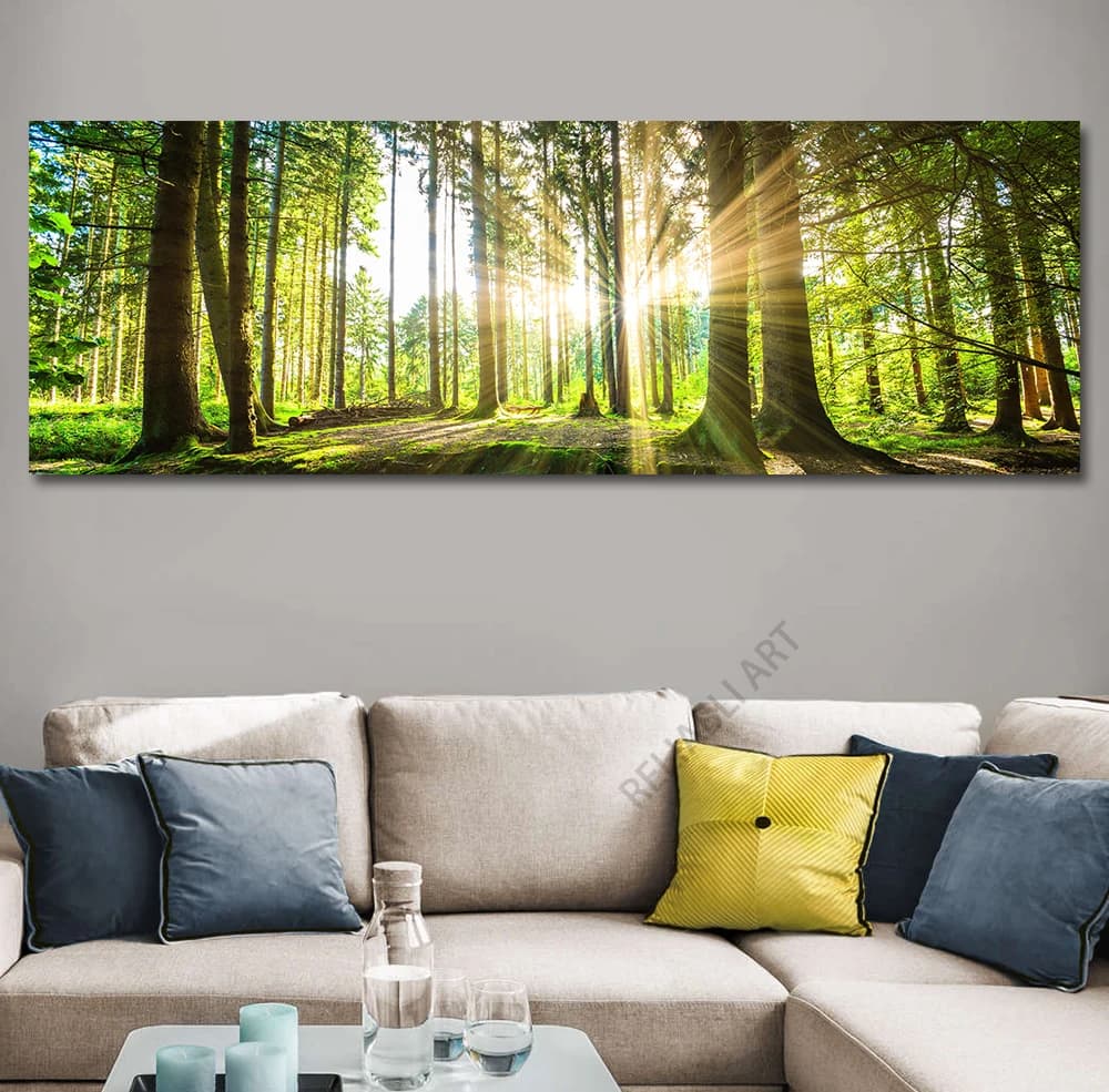Paysage naturel forêt Panorama HD photos toile peinture mur Art lumière du soleil soleil arbre vert 
