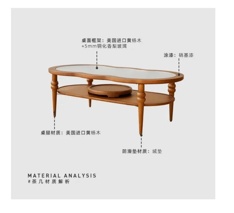 Table basse japonaise Simple Glamour nordique moderne Table basse élégante Table ovale à la mode meu