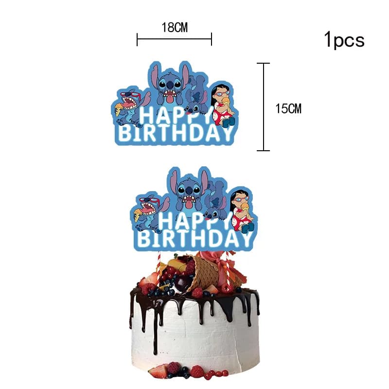 Décorations de fête Disney Anime Stitch, accessoires de décoration de gâteau, jouets pour enfants, p