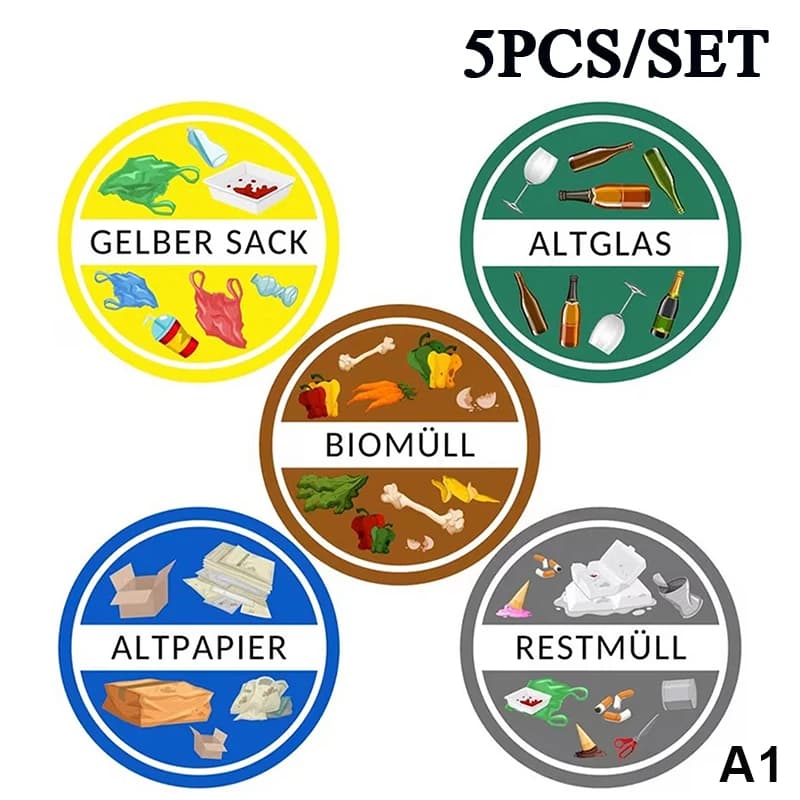 Autocollant pour poubelle de recyclage, pour une classification facile des déchets, imperméable, ada
