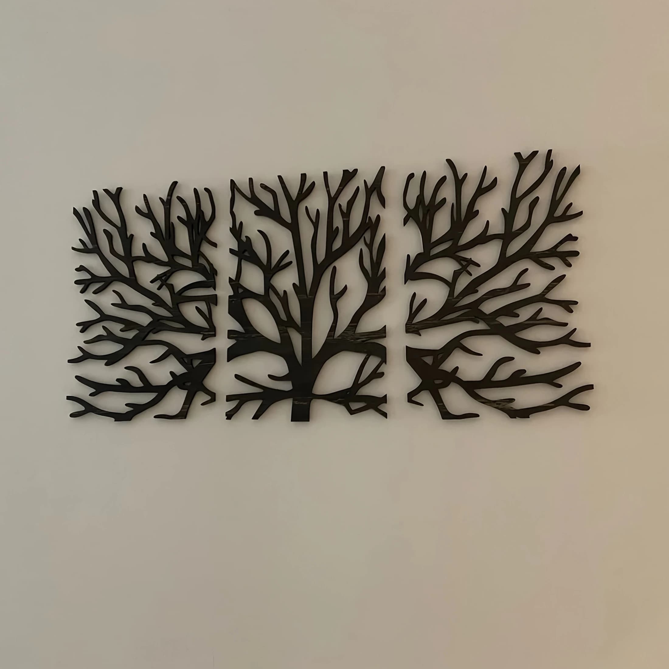 Branche d'arbre ajourée de Style bohémien 2D, 3 pièces, 15 pouces, décoration murale suspendue en bo