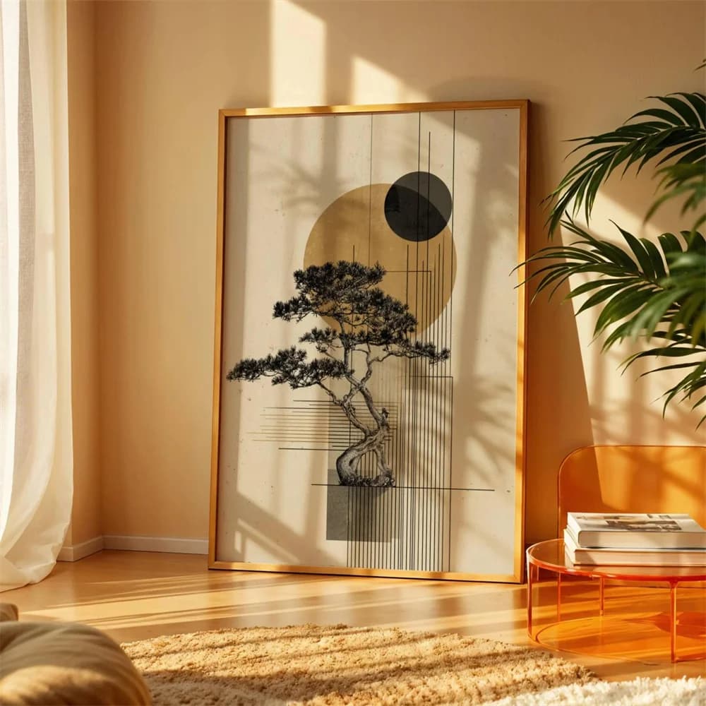 1 pièce d'art mural Bonsaï japonais |   Affiche japonaise minimaliste |   Impression numérique Zen N