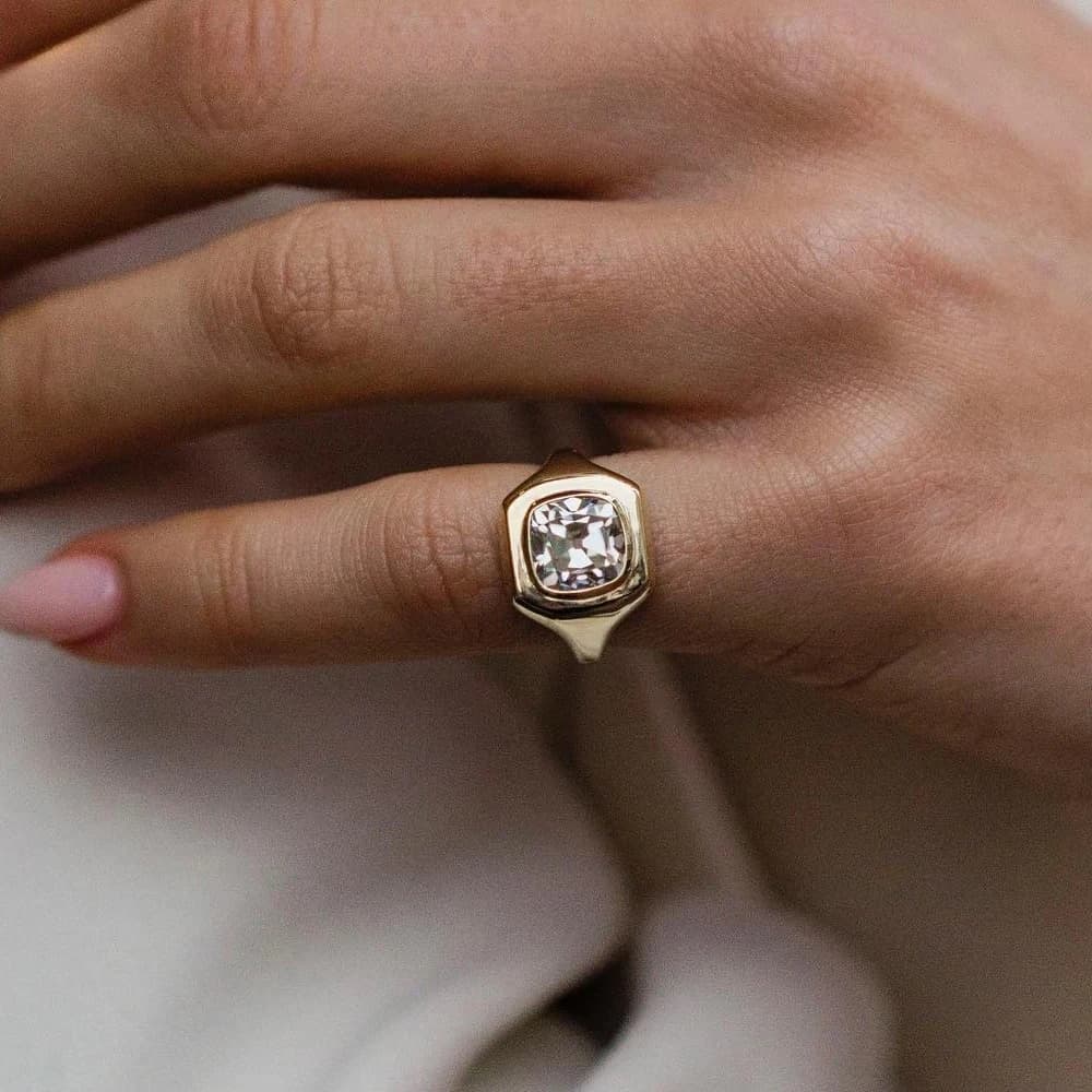 Bagues classiques en Moissanite, or Rose 14K, ensemble Vintage en Moissanite blanche pour hommes et 