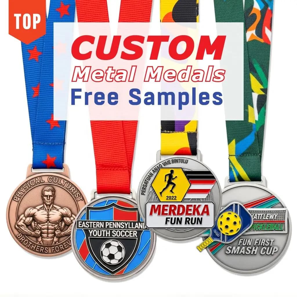 Conception gratuite personnaliser or argent laiton Football Taekwondo karaté natation Pickleball Mar