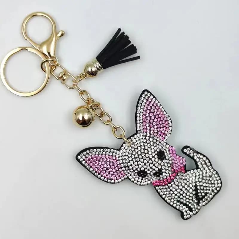 Porte-clés en cristal pour chien chihuahua, accessoires de sac pour femmes, bijoux porte-clés chat a