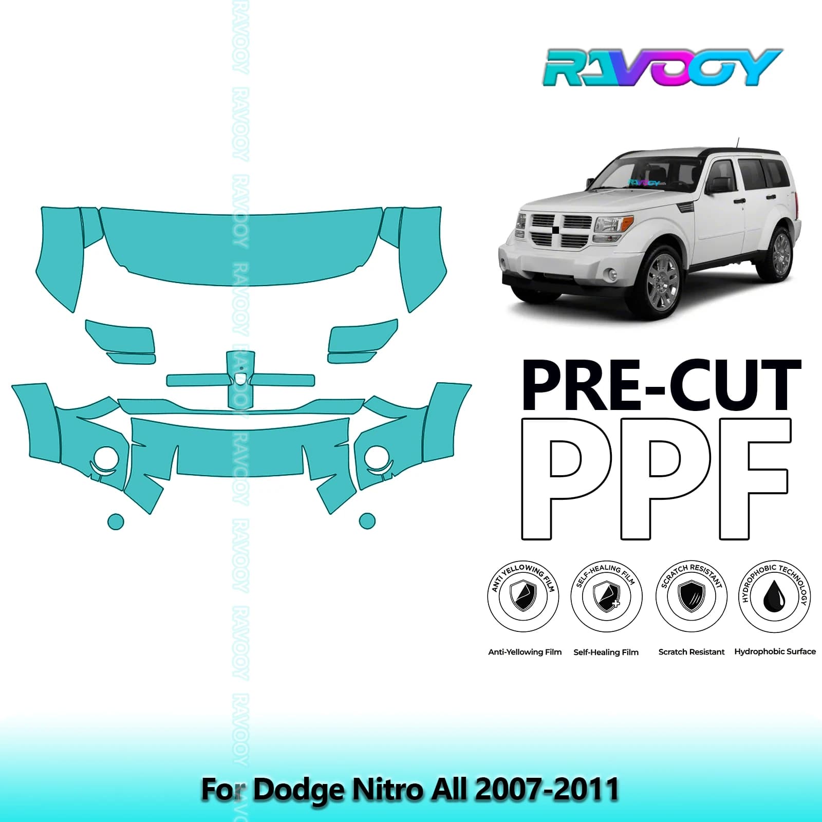 Film de Protection de peinture prédécoupé de 8.5Mil, Kit avant de soutien-gorge transparent PPF pour