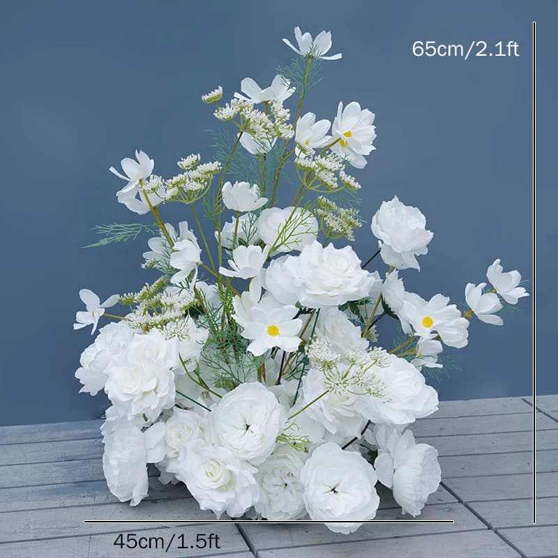 Décor de cadre d'arrière-plan de mariage blanc, Kelsang, fleur de cerisier, arrangement de rangées f