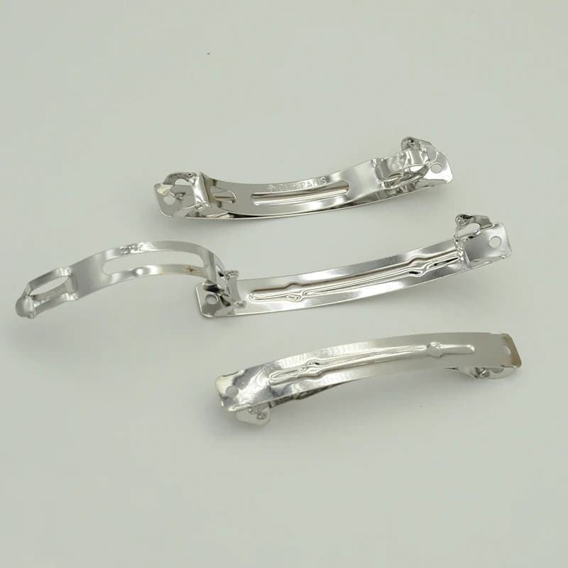 Barrettes à cheveux françaises en métal argenté, 8.5cm, 3.25 pouces, larges, une serrure, Clips fran