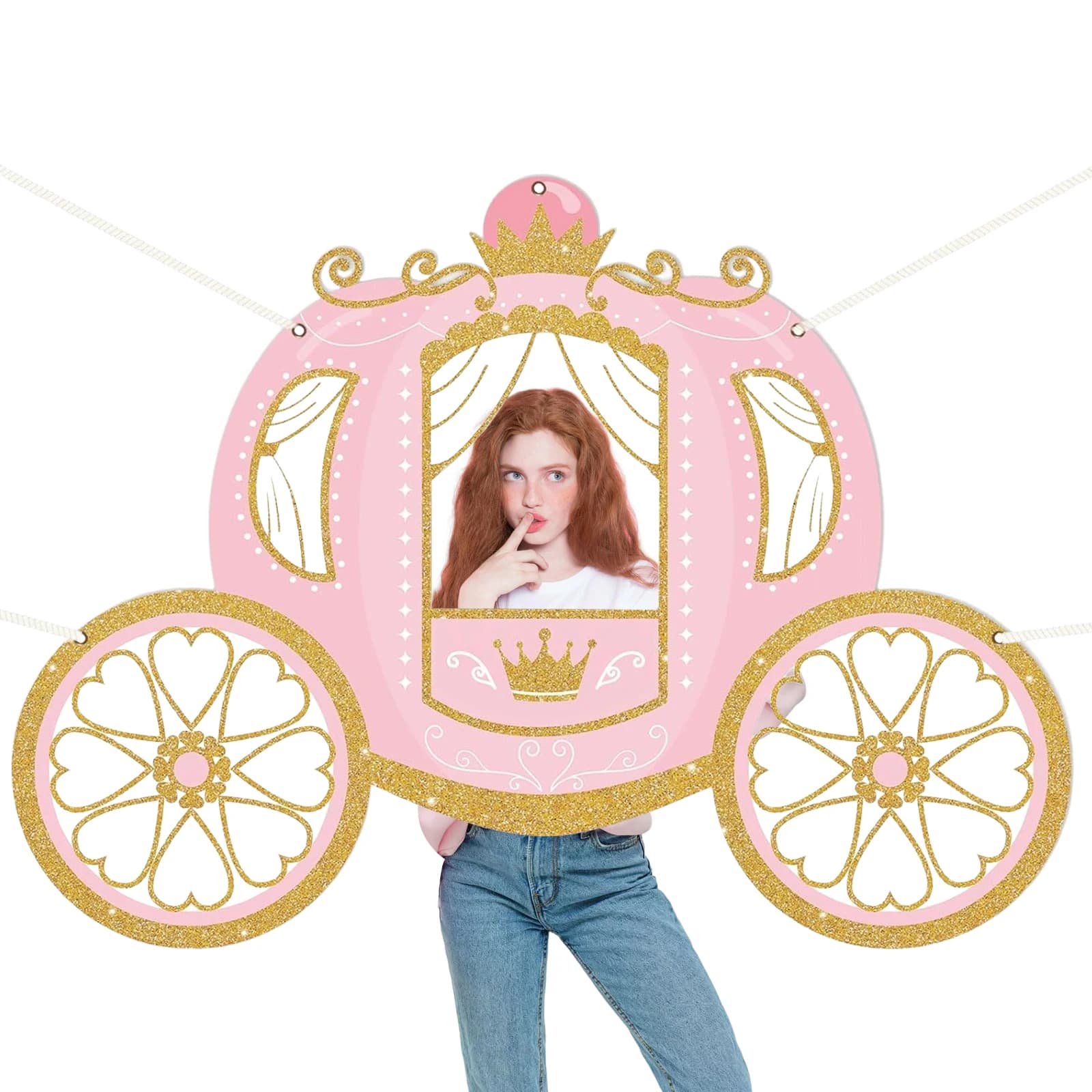 Décorations de fête d'anniversaire de princesse, accessoires de cabine Photo de chariot de princesse