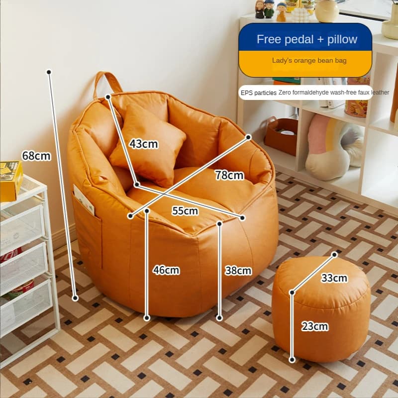 Canapé paresseux avec pédales pour chambre à coucher, siège au sol, canapé pouf en similicuir, canap