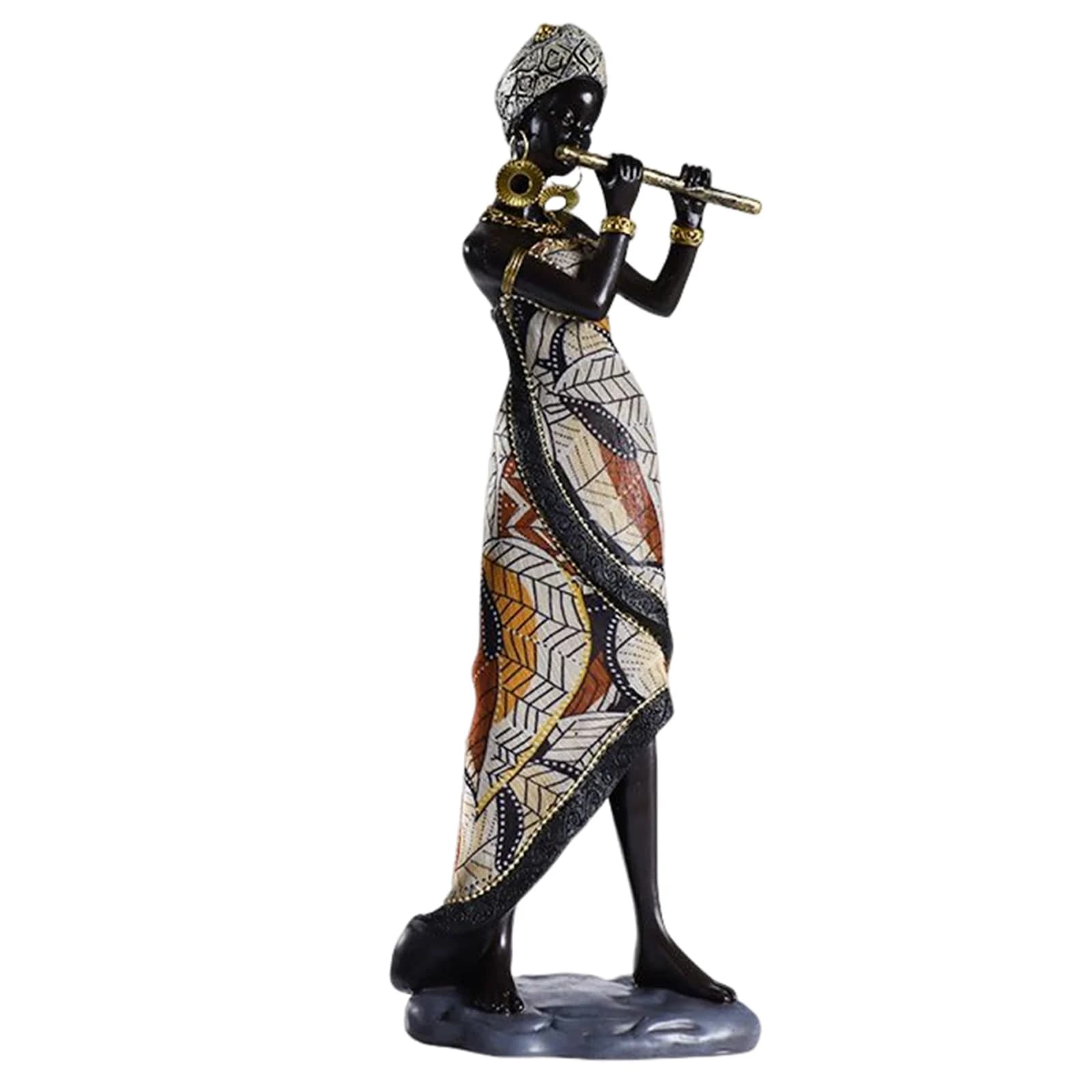 Statue africaine en résine, objet de collection, statue de personnes noires avec instrument de musiq
