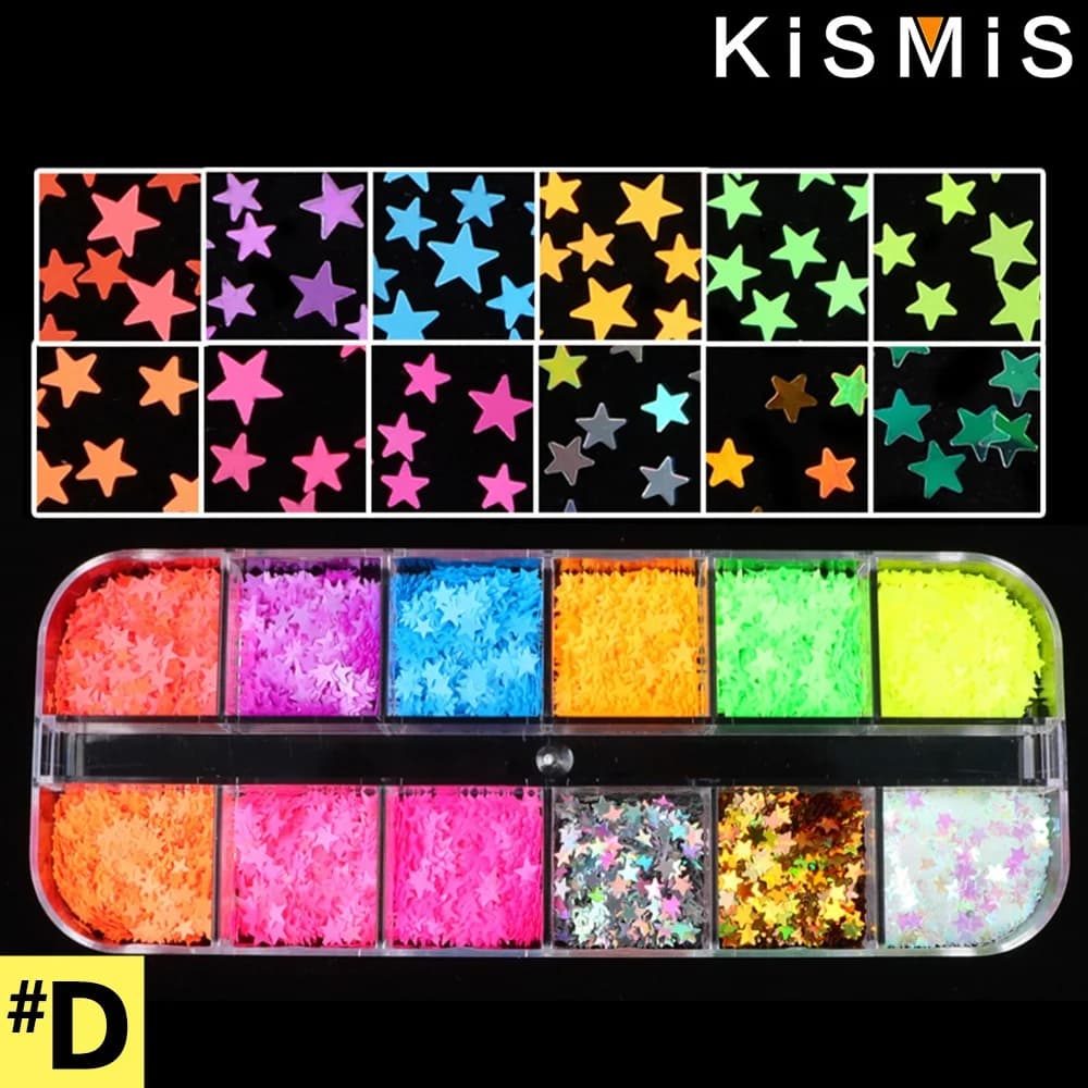 1 boîte de paillettes fluorescentes en forme de papillon pour Nail Art, flocons de paillettes coloré