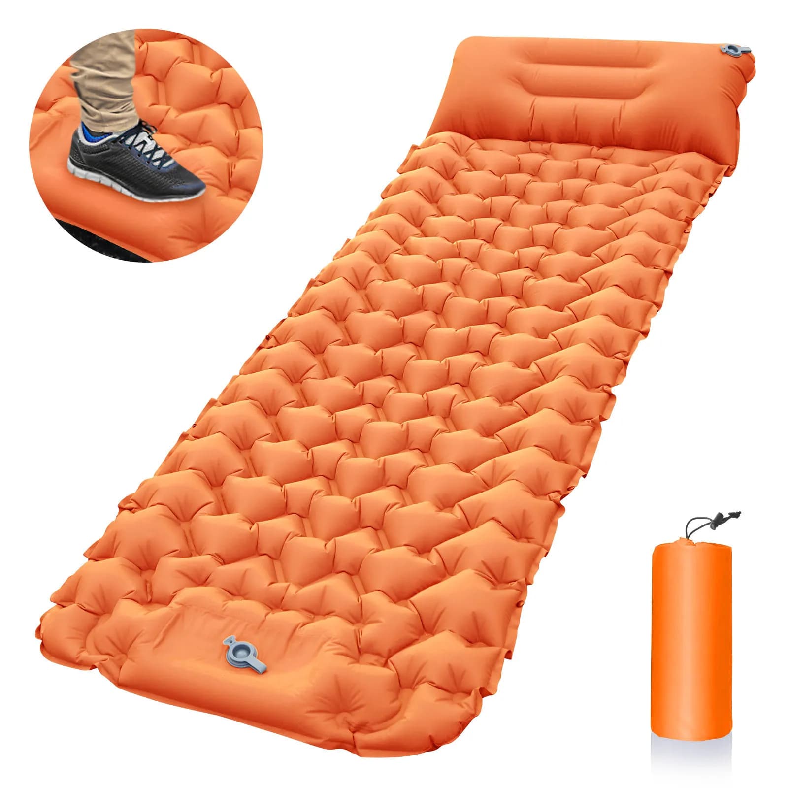 Matelas gonflable de camping extérieur avec oreillers, lit de voyage pliable, coussin d'air ultralég