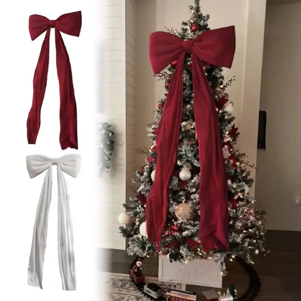 Grand nœud papillon de noël élégant 50x180cm, nœud décoratif de noël Extra Large rouge/blanc, ruban 