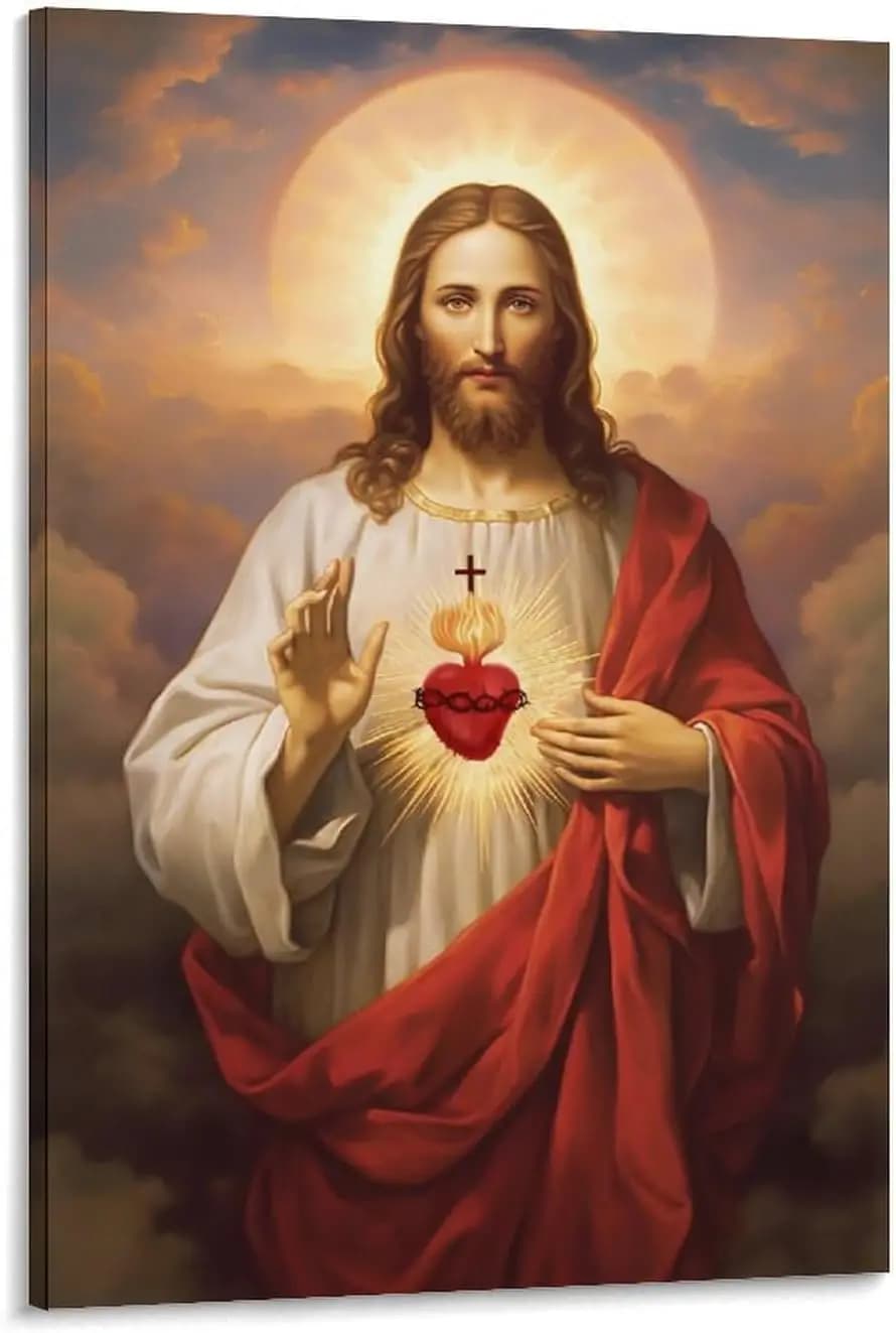 FireDeer – toile murale chrétienne sagrée cœur, affiche religieuse de jésus pour décor de chambre à 