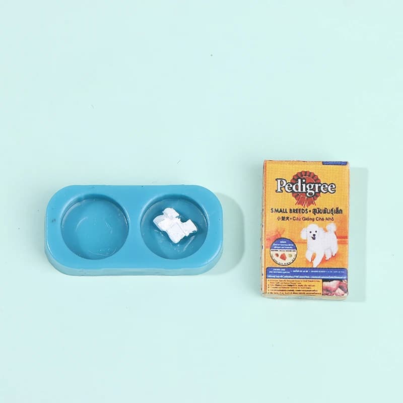 Maison de courses l'inventaire avec bol, nourriture pour chien et chat, décor de jardin de cuisine, 