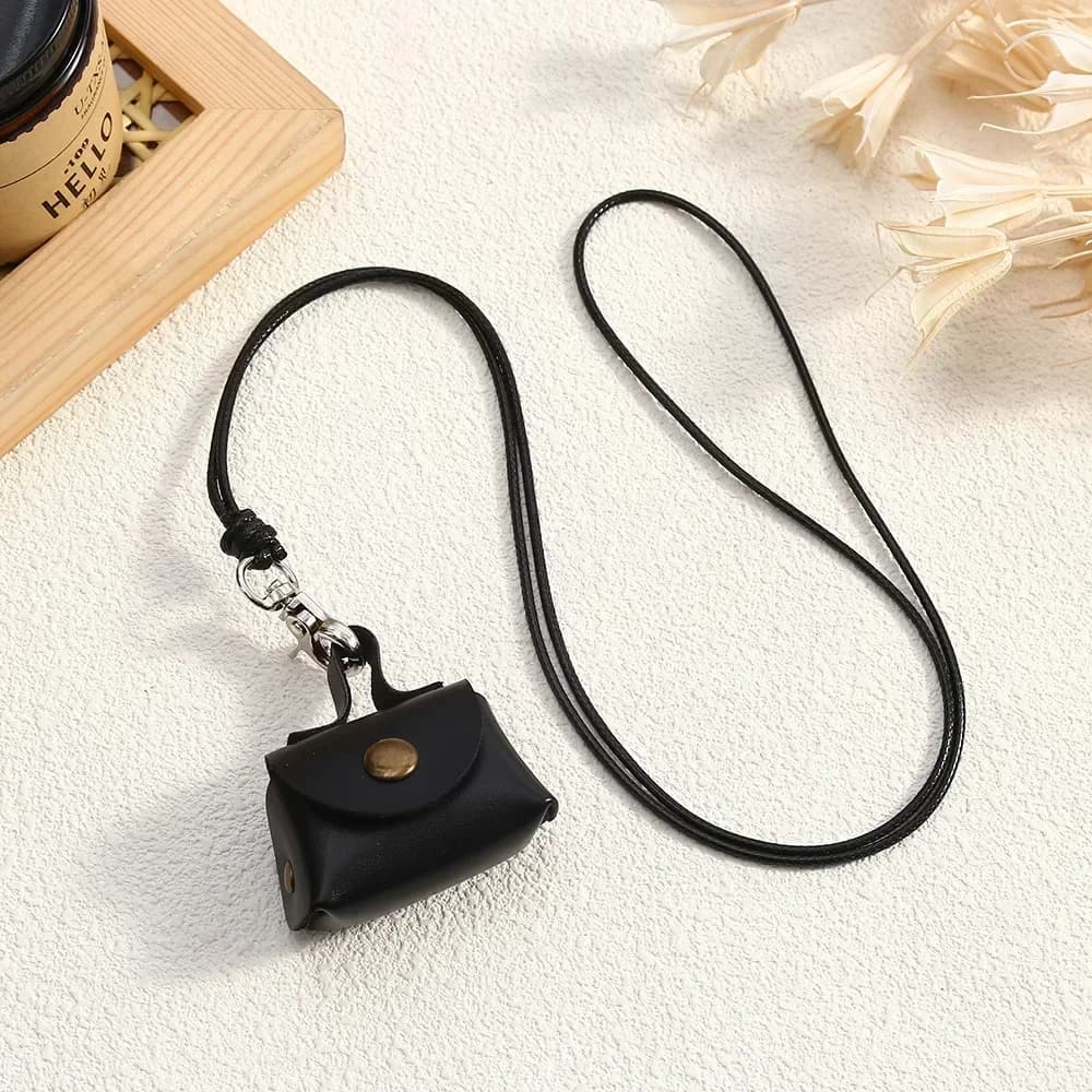 LATS rétro mignon petit sac en cuir Long collier pour femmes mode pull chaîne cou suspendu bijoux po