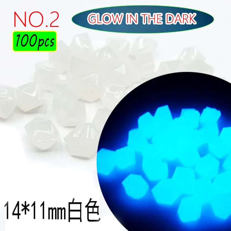 100 pièces de galets foncés 14*11mm pour décoration extérieure, pierres lumineuses pour aquarium et