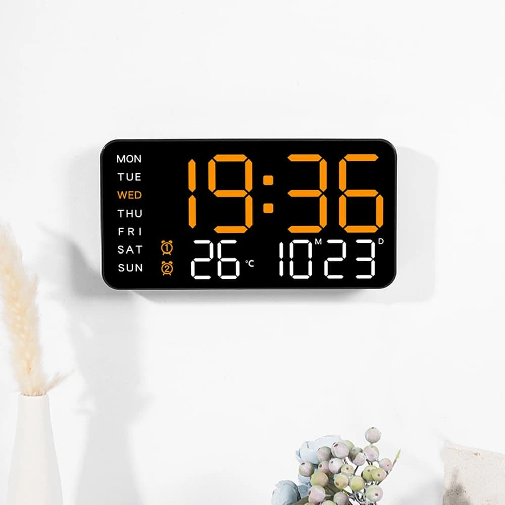 LED horloge murale numérique température Date semaine affichage Table réveils commande vocale horlog