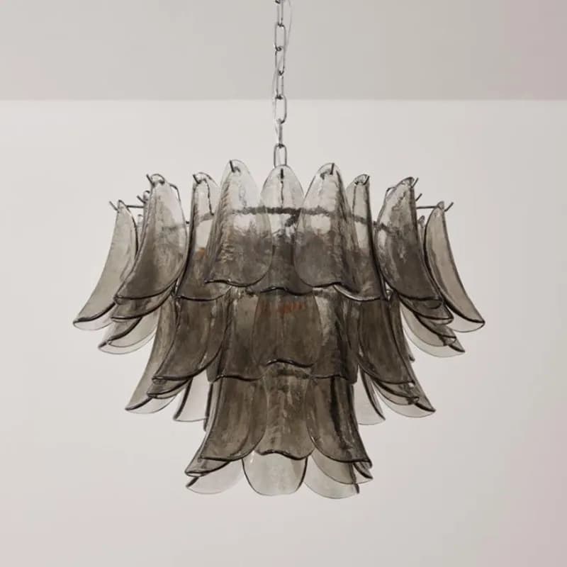 Lustre Led d'intérieur en verre gris Murano, design artistique en forme de coquille, pour chambre à