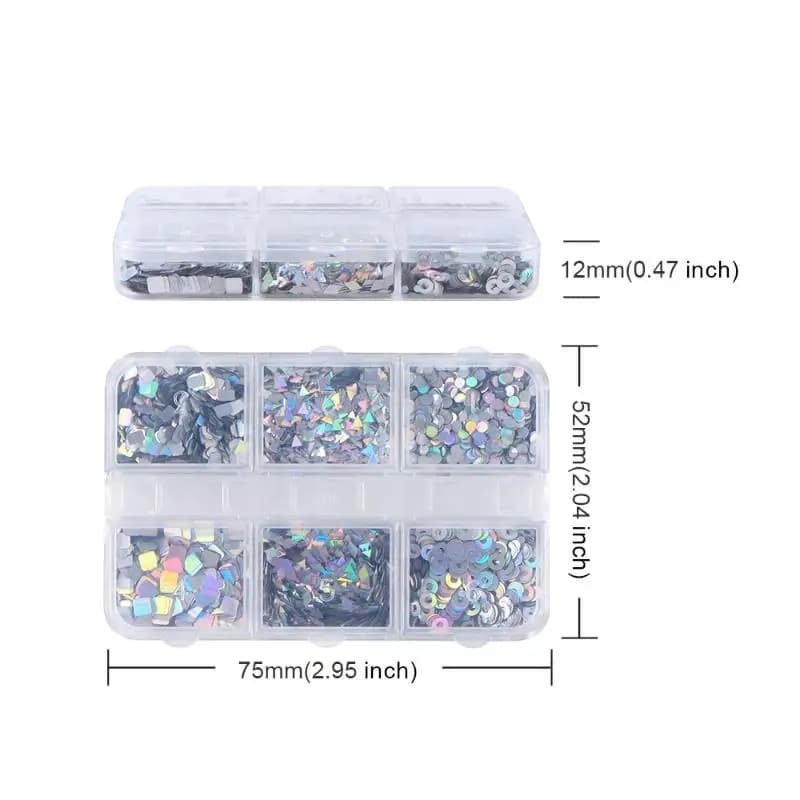 6 grilles pour amélioration des ongles, Laser, paillettes, Flash, motifs géométriques, décoration de
